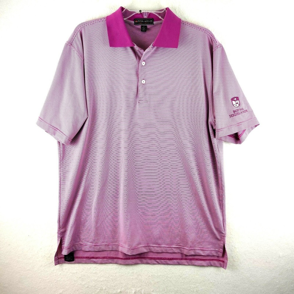 Peter Millar Mens Summer Comfort Medium Golf Golfer Rugby Polo‎ Stripe Size M